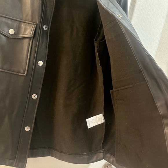 Calvin Klein Womens Black Leather Jacket with Silver Accents - Picture 7 of 7